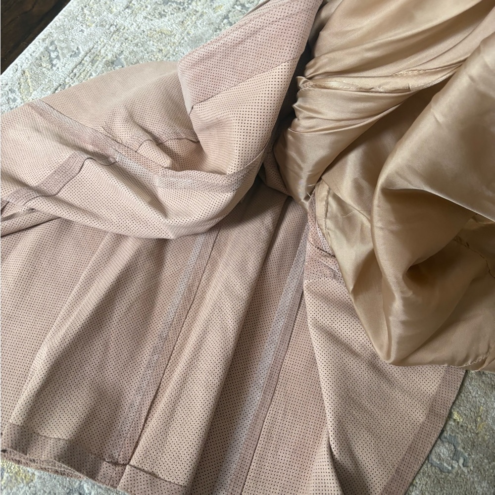 Vintage Made in Italy Perforated Suede Skirt Blush Pink - Picture 14 of 14